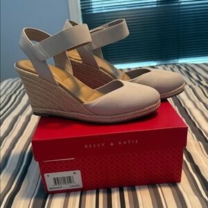 Kelly & Katie Sweet Heart Mesh Espadrille Nude Sandals